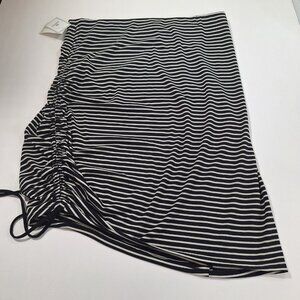 🖤 Susina XL Black & White Stripe Adjustable Drawstring Side-Ruched Skirt NWT